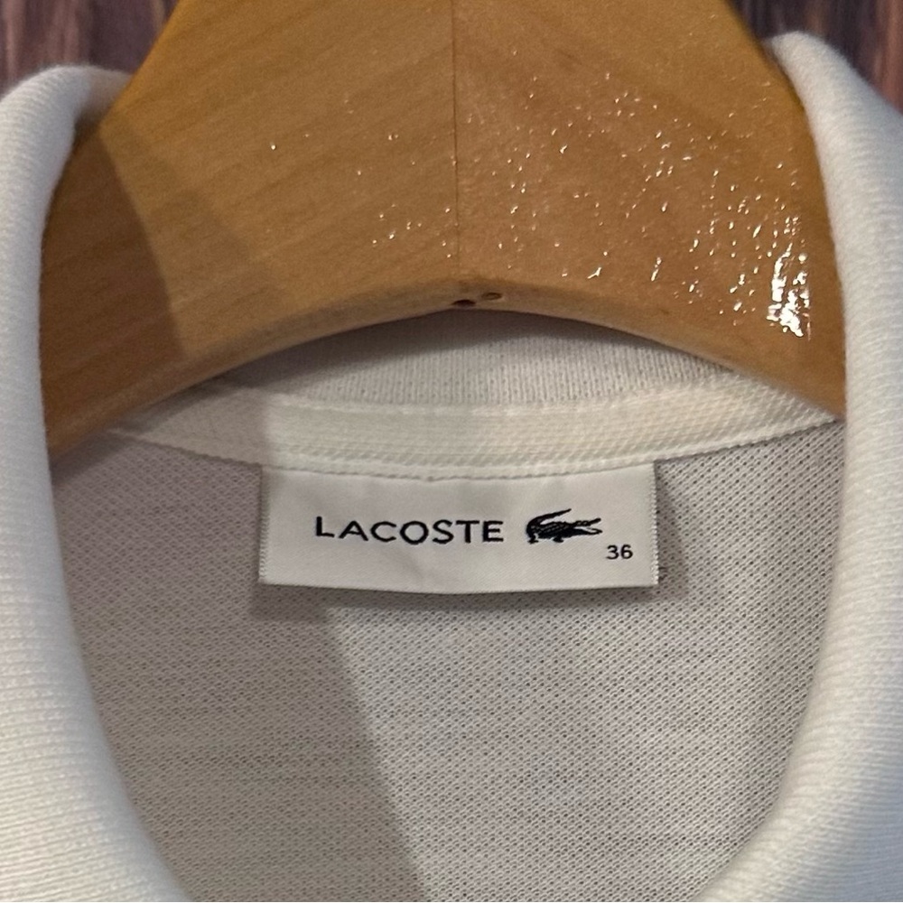 Lacoste White Polo Top Shirt - Size 36 - Picture 3 of 4